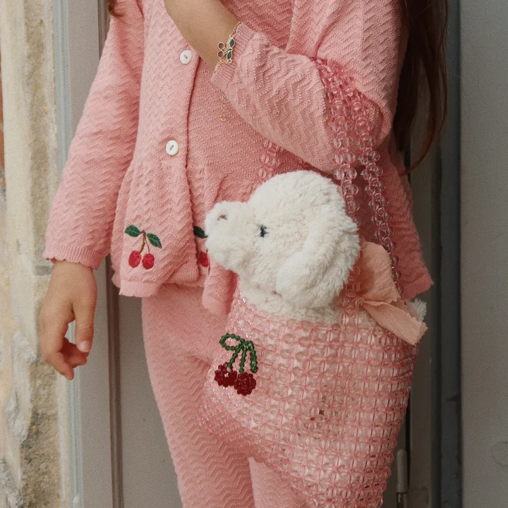 Konges Sløjd - Madeleine knuffel met mandje, puppy, fiola