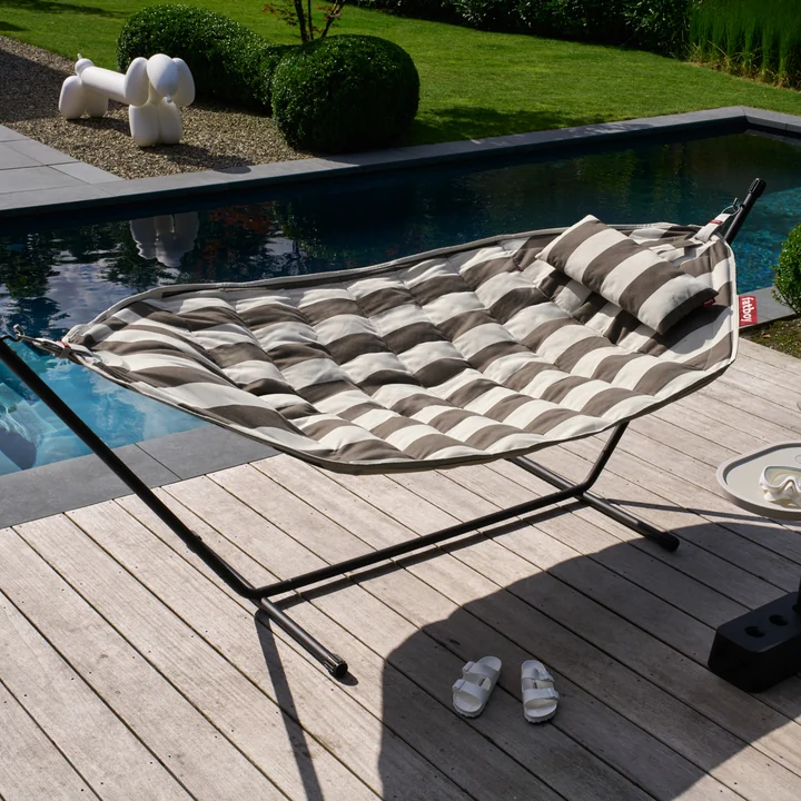 Fatboy - Headdemock Superb met kussen, zwart / cacao gestreept frame