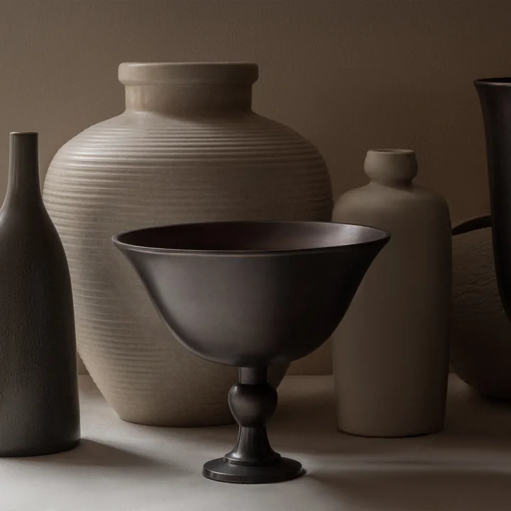 Audo - Pavot kom, h 17.6 cm, donkerbruin