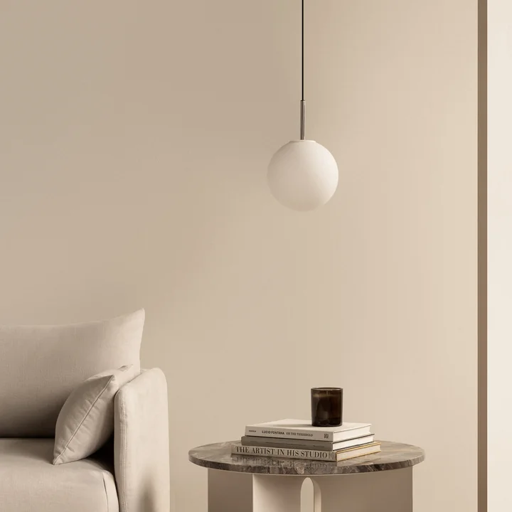 Audo - TR hanglamp, gepolijst staal / mat opalen lamp