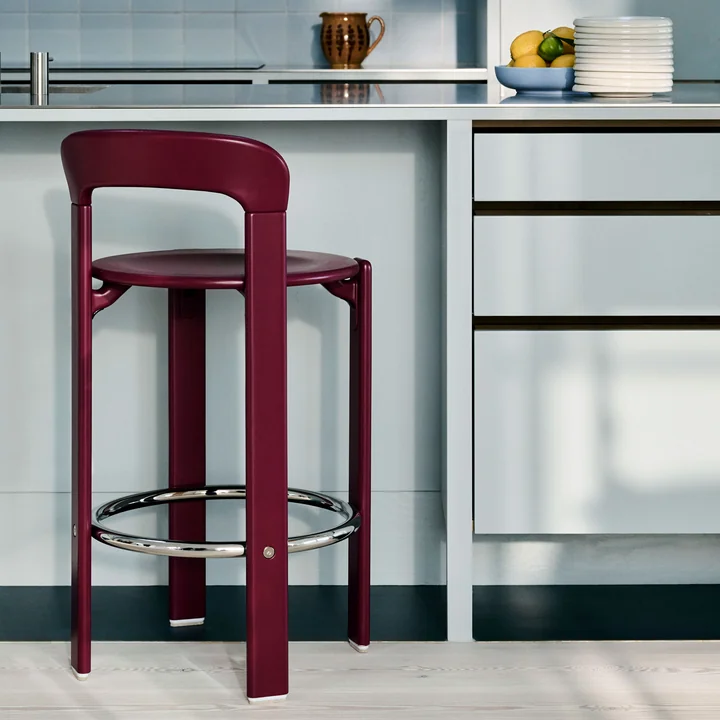 HAY - Rey Barkruk, 65 cm, druivenrood (standaard glijders)