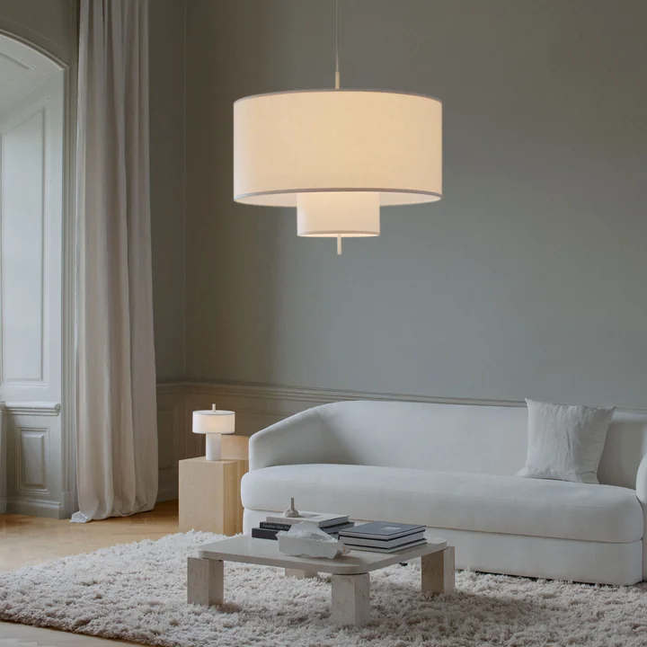 New Works - Margin Draagbare LED tafellamp met oplaadbare batterij, hanglamp 90 cm, wit