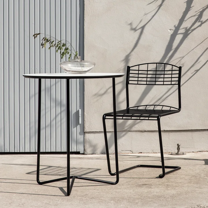 Grythyttan - High Tech tuintafel Ø 60 cm, wit / zwart