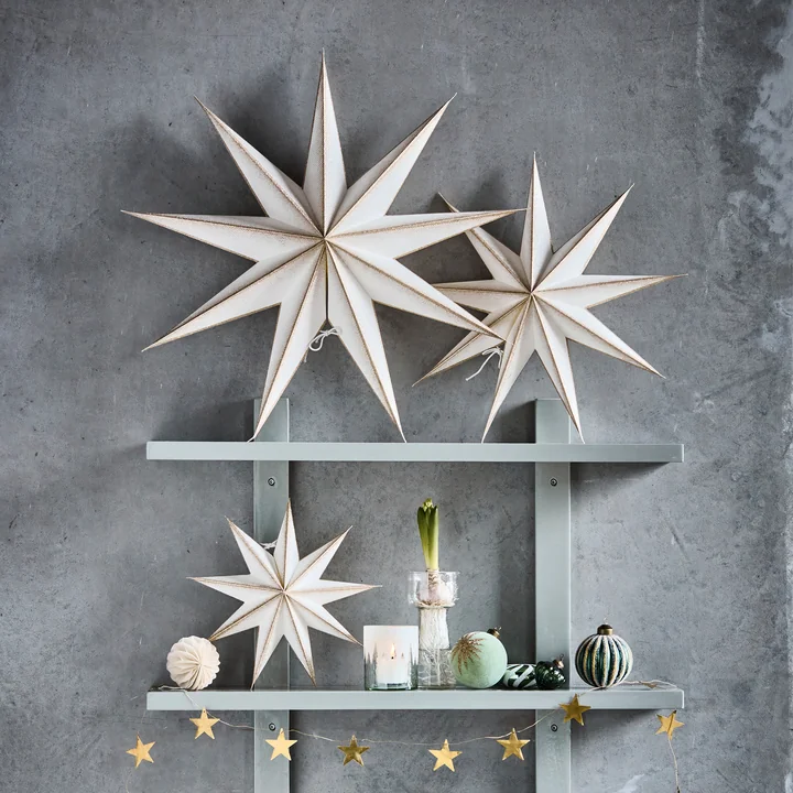 House Doctor - 9 Point Kerstster, gebroken wit / champagne