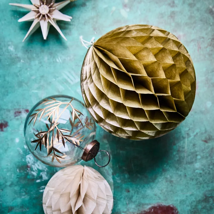 House Doctor - Leaf Ornament, Ø 7,5 cm, helder/goud