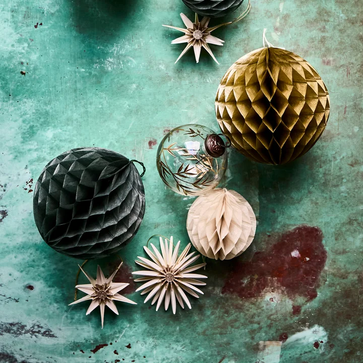 House Doctor - Leaf Ornament, Ø 7,5 cm, helder/goud