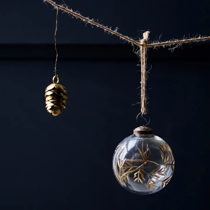 House Doctor - Leaf Ornament, Ø 7,5 cm, helder/goud