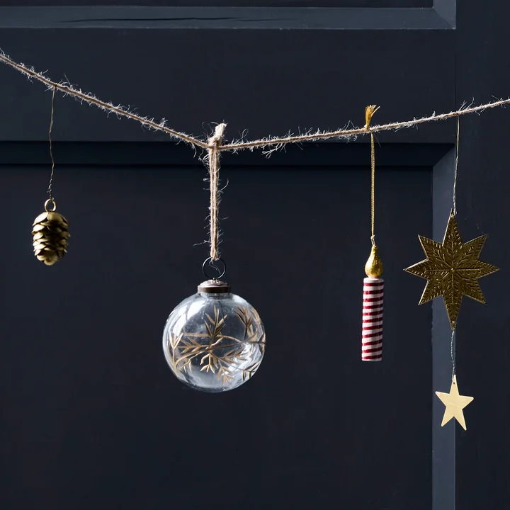 House Doctor - Leaf Ornament, Ø 7,5 cm, helder/goud