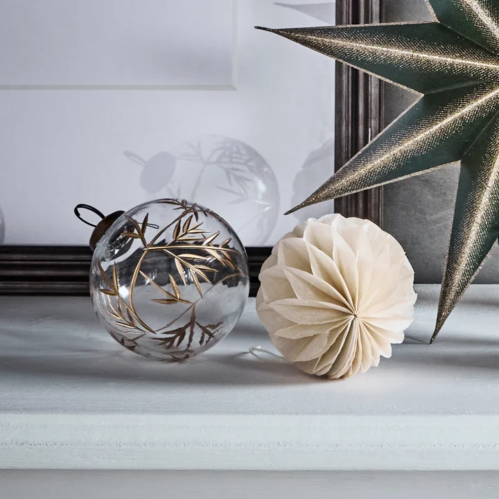 House Doctor - Leaf Ornament, Ø 7,5 cm, helder/goud