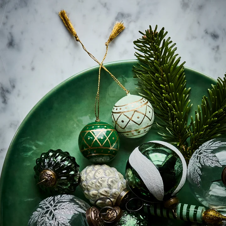 House Doctor - Mach Ornament, Ø 4 cm, donkergroen / mintgroen