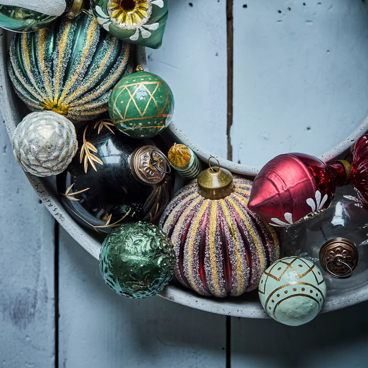 House Doctor - Mach Ornament, Ø 4 cm, donkergroen / mintgroen