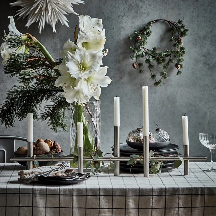 House Doctor - Maxi80 kandelaar, H 20 cm x L 80 cm, antiek zilver