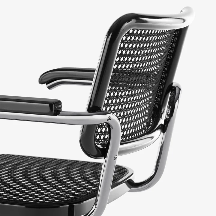 Thonet - S 64 V Serious Fauteuil, titanium / grafietzwart / vlechtwerk met kunststof steunstof (JS. by Jil Sander)