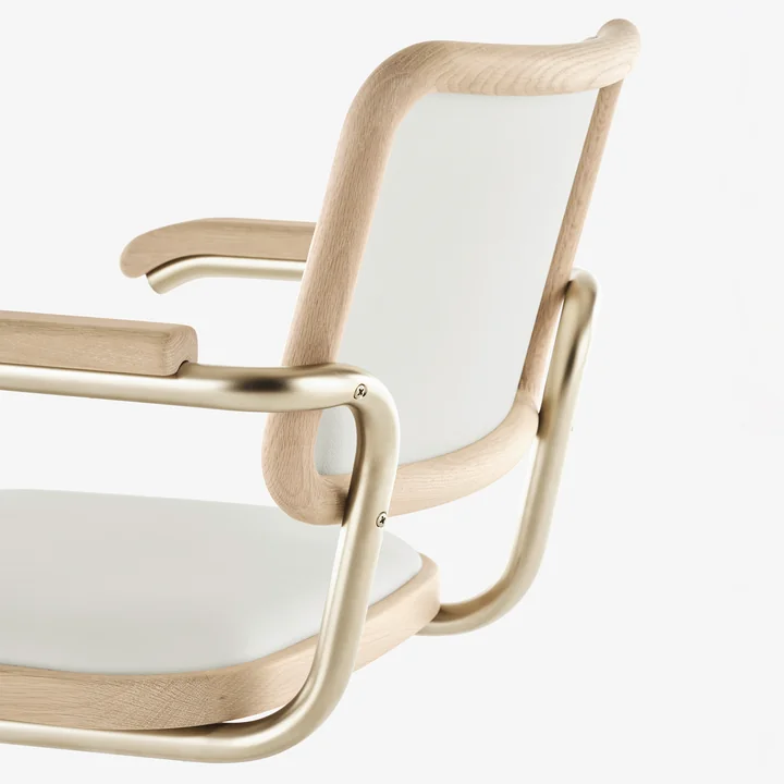 Thonet - S 64 P Nordic Fauteuil, nickelsilver / geolied eiken, wit gepigmenteerd / alabaster white (JS. by Jil Sander)