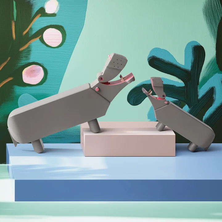 Kay Bojesen - Houten nijlpaard, L en S, beuken, grijs