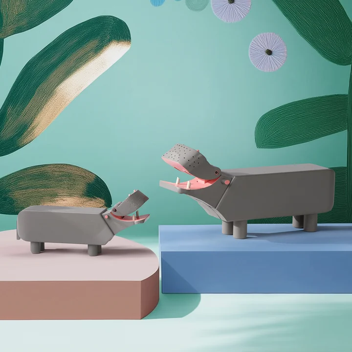 Kay Bojesen - Houten nijlpaard, L en S, beuken, grijs