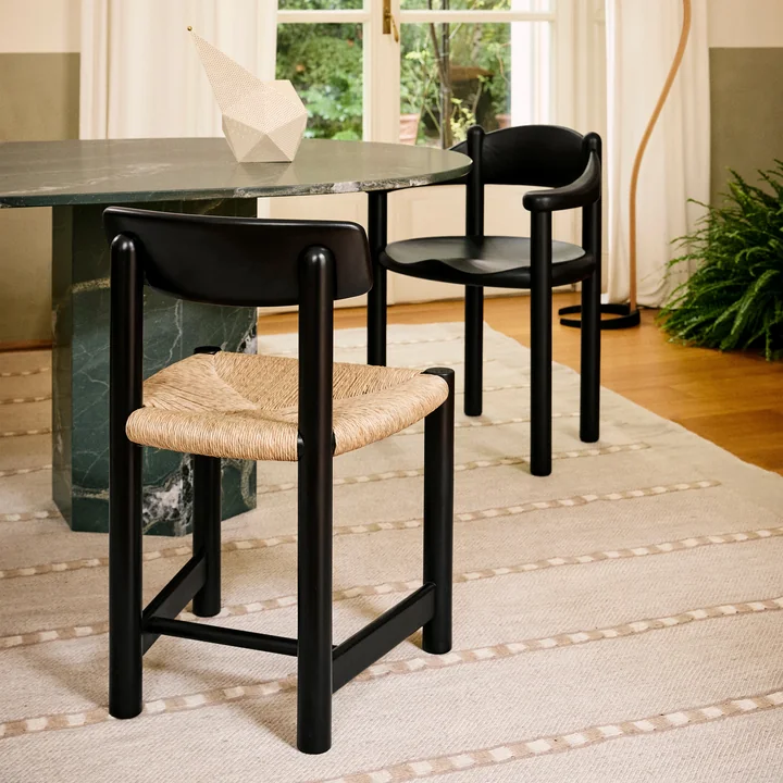 Gubi - Daumiller stoel, zwart-bruin / naturel