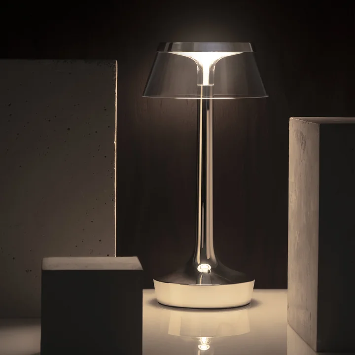 Flos - Bon jour Unplugged Oplaadbare tafellamp, Colour Tune, chroom