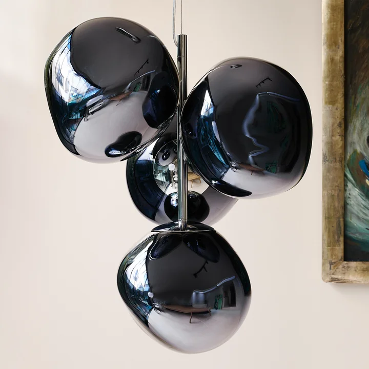 Tom Dixon - Mini LED-kroonluchter Melt, rook / zilver