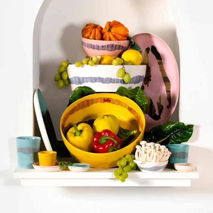 Serax - Feast slakom, geel/rood gestreept