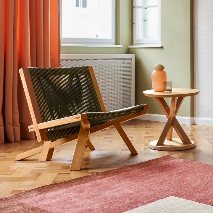 ClassiCon - Volkshaus lounge stoel en kruk, natuurlijk eiken / bosgroen