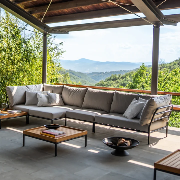 HOUE - Level 2, donkergrijs, essen, salontafel 81 x 81 cm, bamboe / donkergrijs - Groep