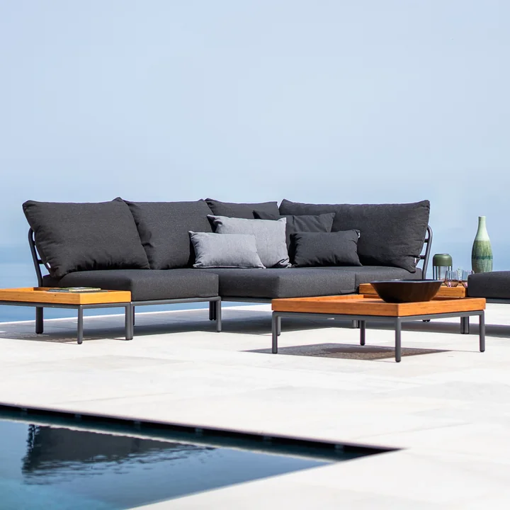 HOUE - Level 2, donkergrijs, houtskool, salontafel 81 x 81 cm, bamboe / donkergrijs - Groep