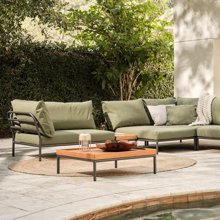 HOUE - Level 2, donkergrijs, blad, salontafel 81 x 81 cm, bamboe / donkergrijs - Groep