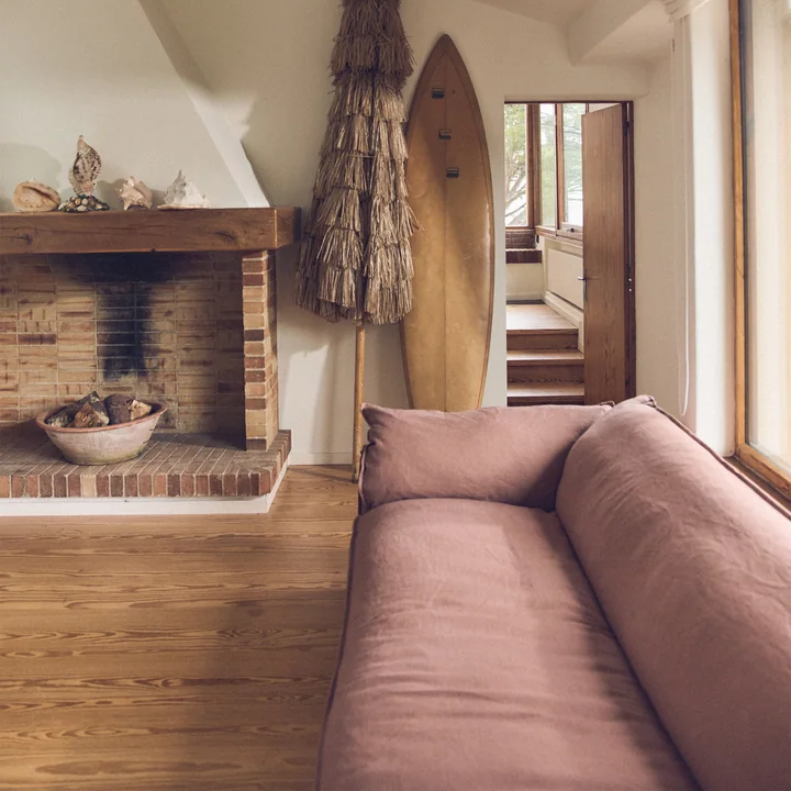 HKliving - Nomad bank, linnen / stoffig roze