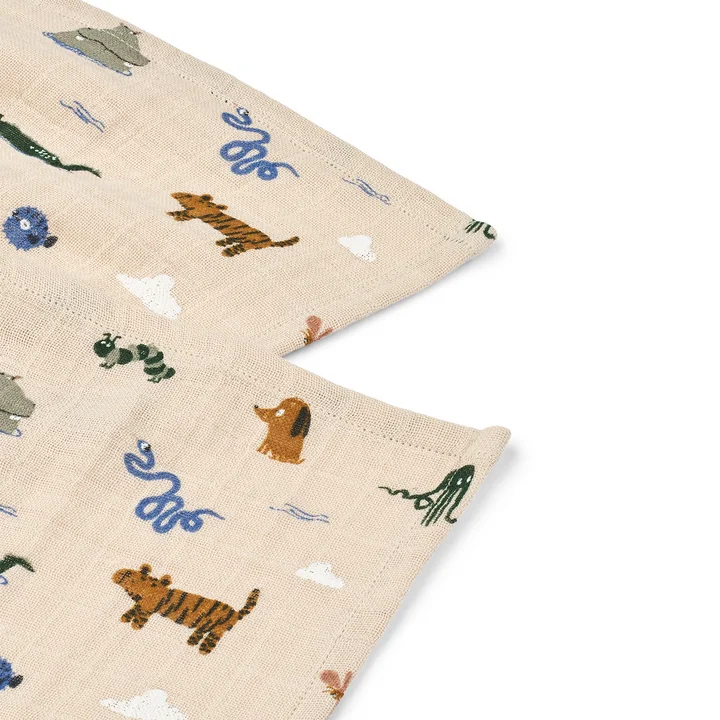 LIEWOOD - Lewis mousseline doeken van biologisch katoen, Rond de wereld, Zand