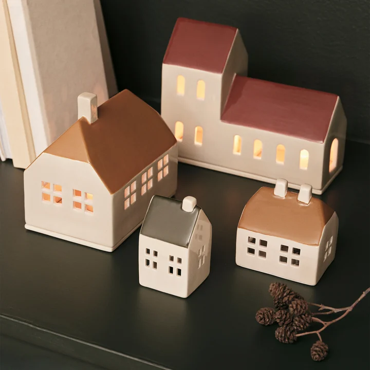 Broste Copenhagen - Bo kerstboomdecoratie, goudbruin / druivenbladgroen (set van 2)