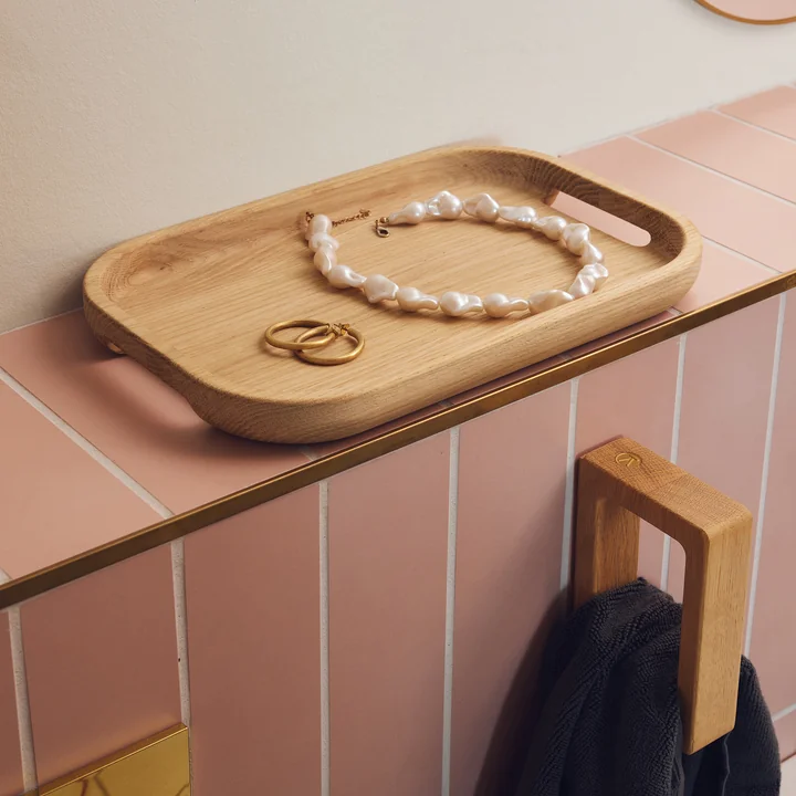 Andersen Furniture - Flection dienblad, medium, 30 x 20 cm, eiken met Grip handdoekrek