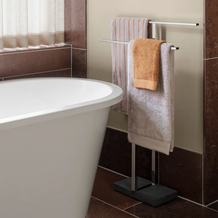 Blomus - Arto Badhanddoek, 140 x 70 cm, dunne strepen, microchip / tan