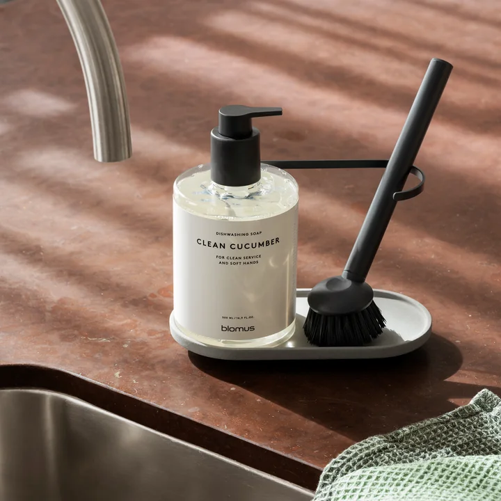 Blomus - Dhuva Vaatwasser-organizer met afwasborstel, lelieblank