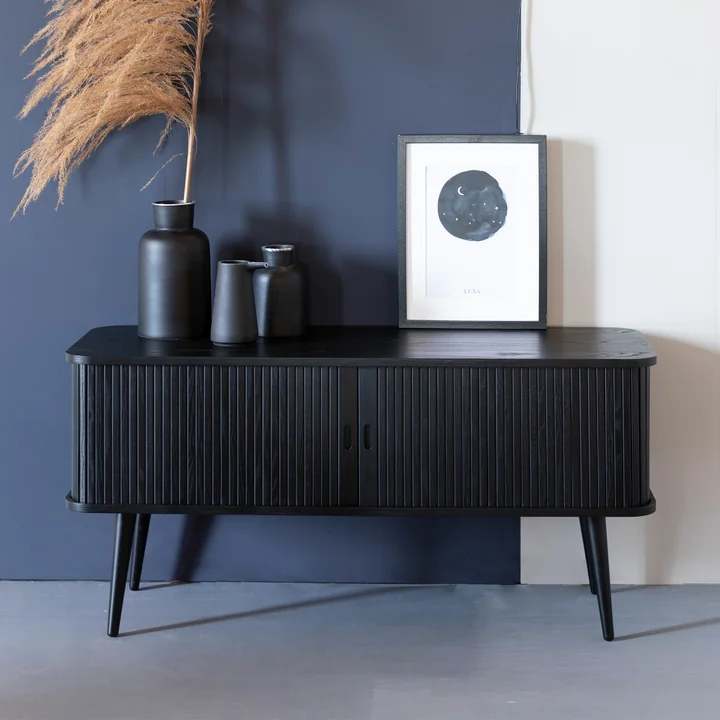 Zuiver - Barbier Dressoir met schuifdeuren, zwart