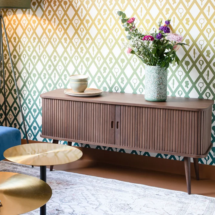 Zuiver - Barbier Dressoir met schuifdeuren, walnoot