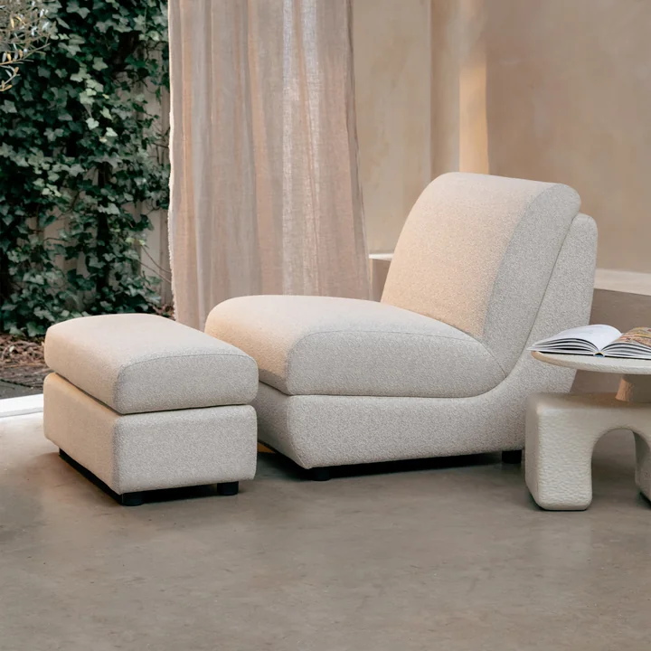 Zuiver - Mississippi Outdoor kruk en lounge stoel, beige