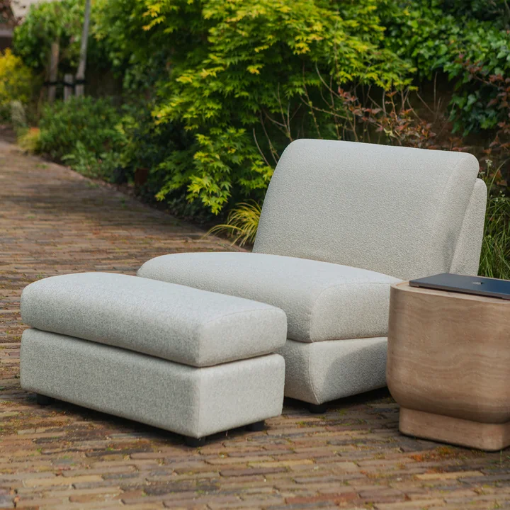 Zuiver - Mississippi Outdoor kruk en lounge stoel, beige