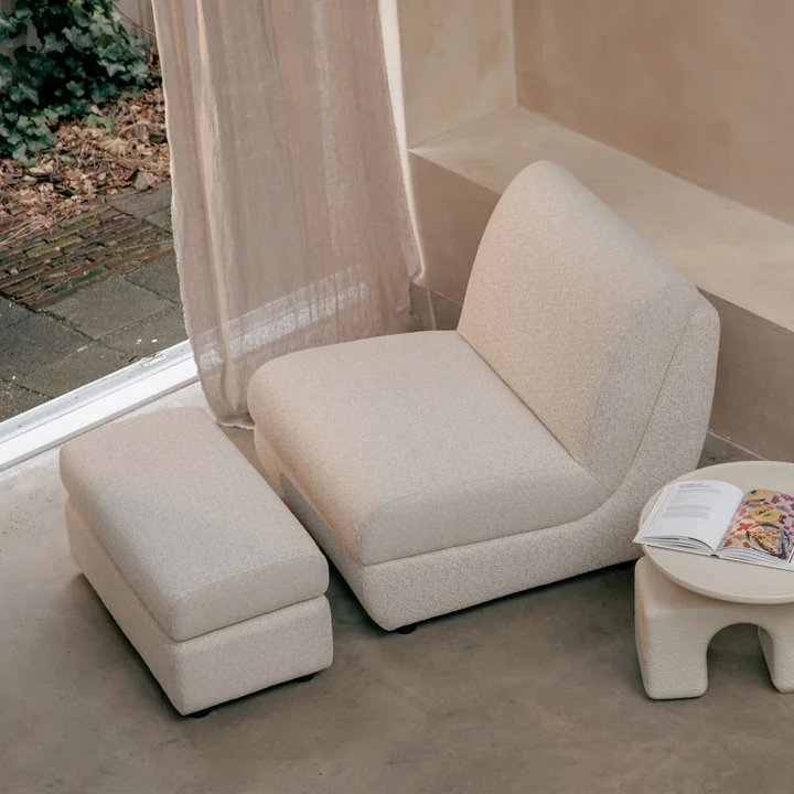 Zuiver - Mississippi Outdoor kruk en lounge stoel, beige