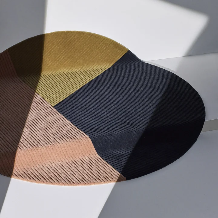 Northern - Rij wollen vloerkleed, Ø 200 cm, kaviaar, toscane, tapenade