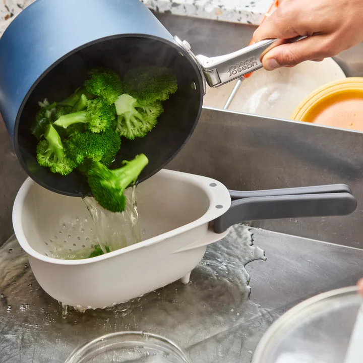 Joseph Joseph - Droplet Keuken vergiet met inklapbare handgrepen, groot, steen