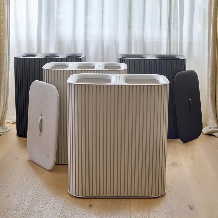 Joseph Joseph - Tota Luxe Wasscheidingsmanden 90 l, bamboe ecru en zwart