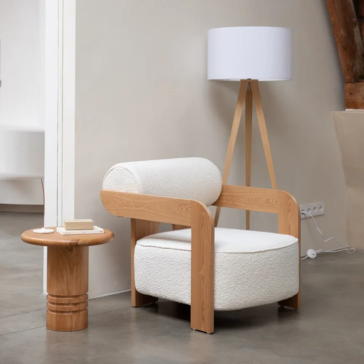 Zuiver - Tripod Houten vloerlamp, eiken / wit