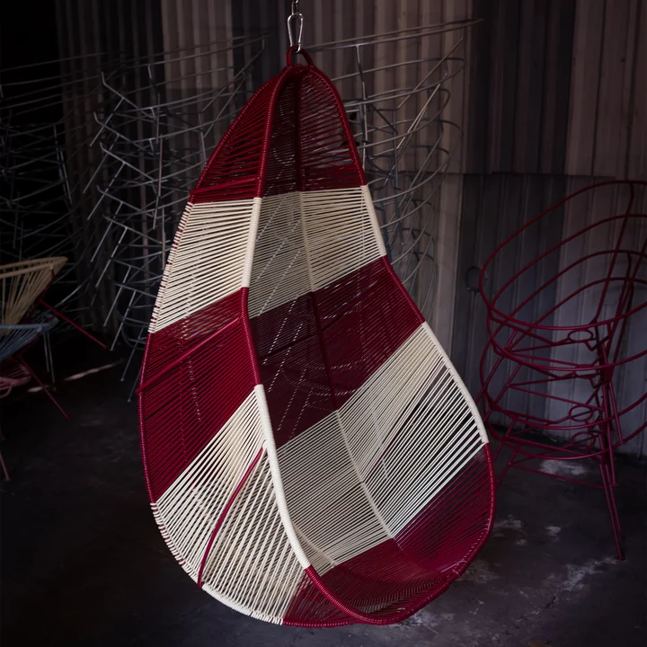 Acapulco Design - Acapulco hangstoel, CDMX_2, wit / bordeaux rood