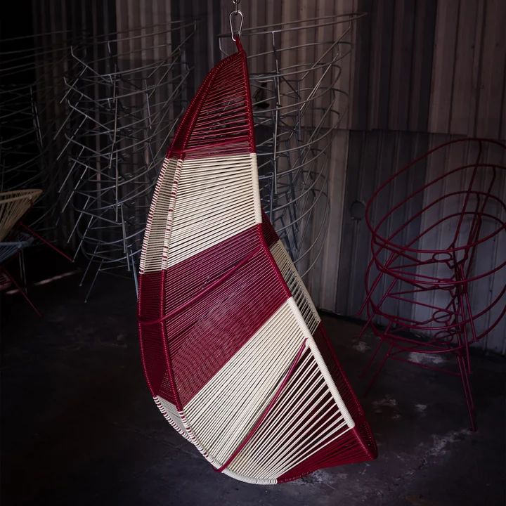 Acapulco Design - Acapulco hangstoel, CDMX_2, wit / bordeaux rood
