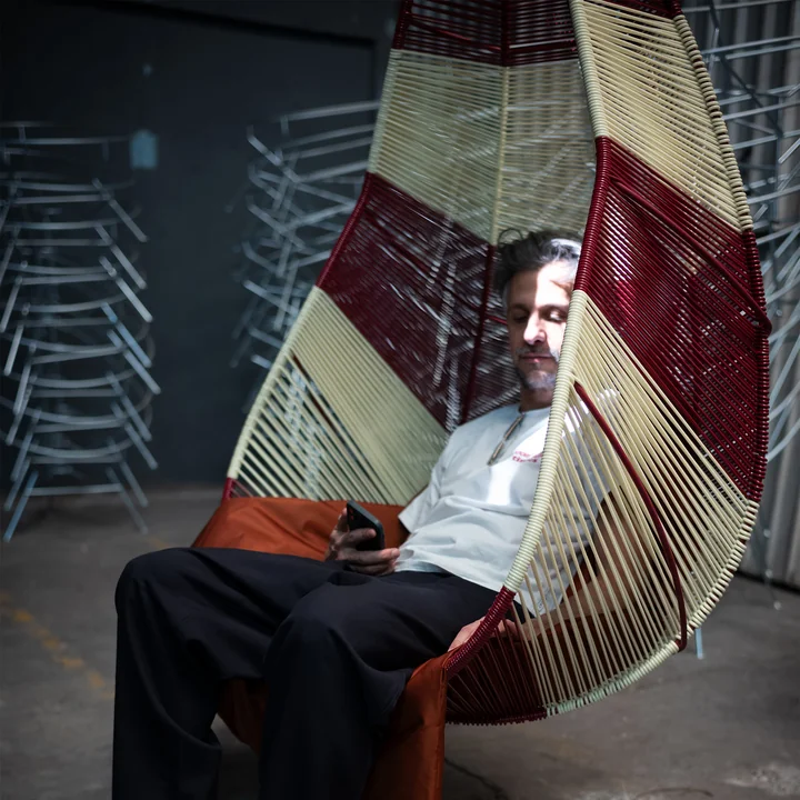 Acapulco Design - Acapulco hangstoel, CDMX_2, wit / bordeaux rood