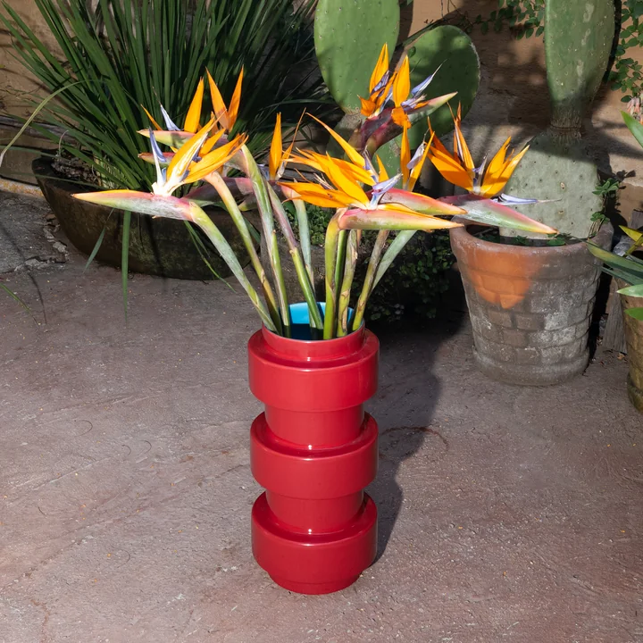 Acapulco Design - Los Floreros Vaas, Ø 19 cm, bordeauxrood / lichtblauw