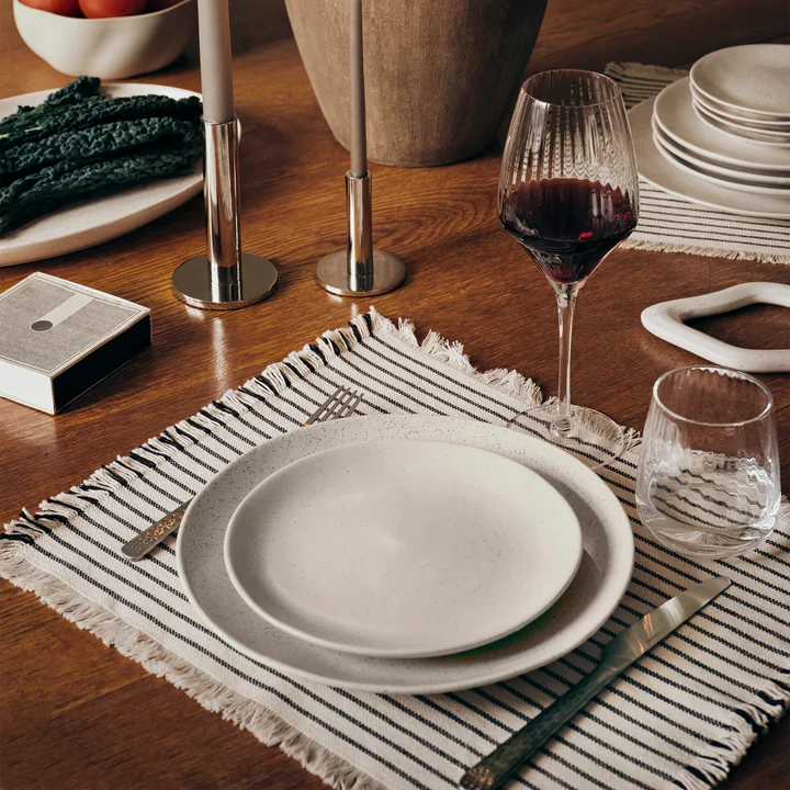 Broste Copenhagen - Elouise Tafelloper, 41,5 x 32 cm, gebroken wit/zwart