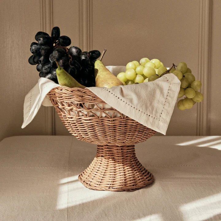 Broste Copenhagen - Emmy rotan mand, Ø 26 x H 21 cm, naturel bruin