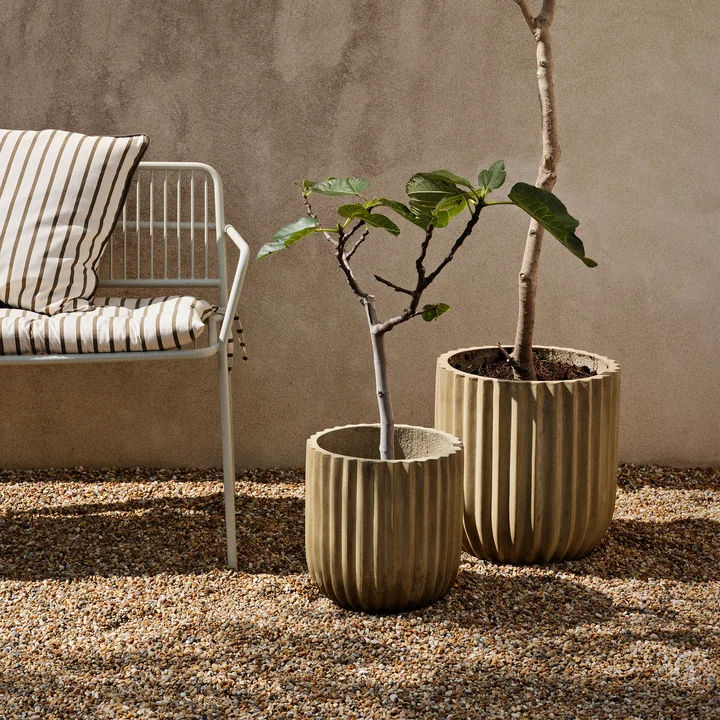 Broste Copenhagen - Fiber Bloempot, Ø 37 x 37 cm, antiek beige